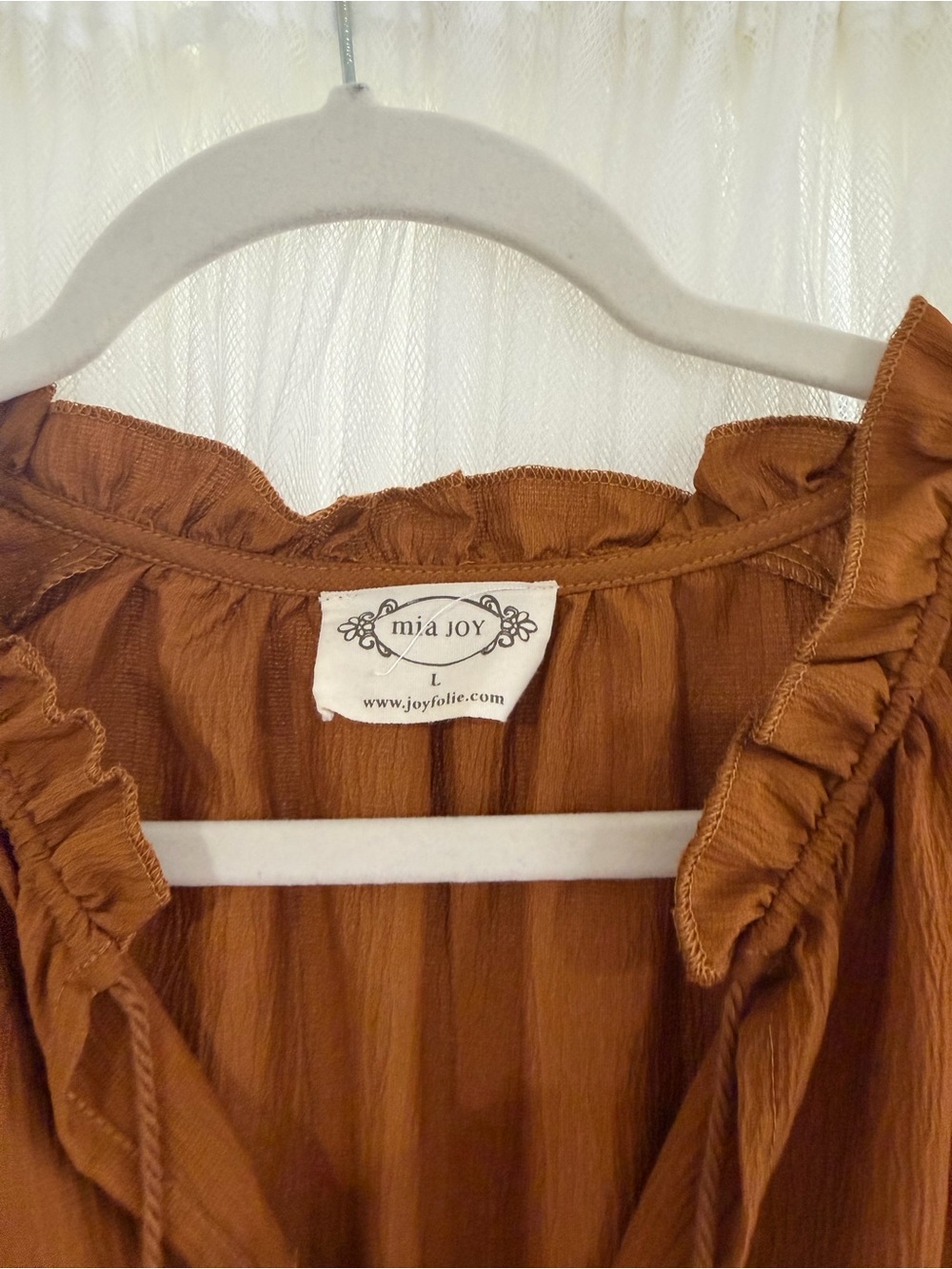Mia Joy Rust Brown Ruffled Neck Maxi Dress - Picture 3 of 4